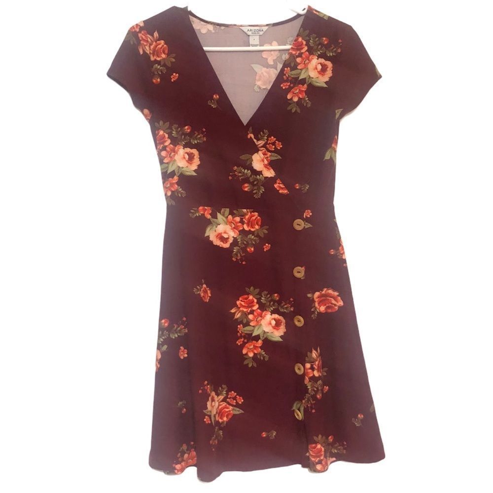 Arizona Jean Co Floral Burgundy Dress Women’s S